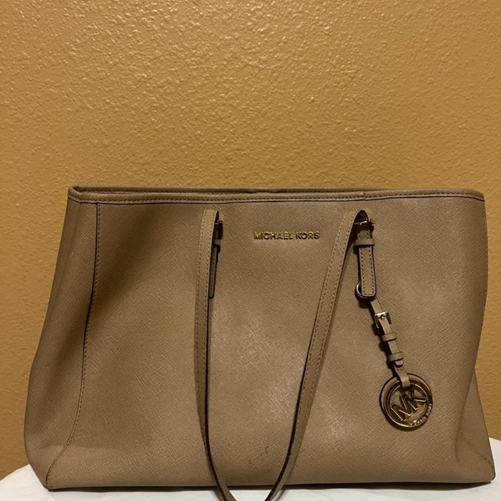 Michael Kors tan leather tote bag